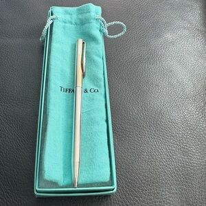 Tiffany & Co. Silver Pen with Turquoise Pouch